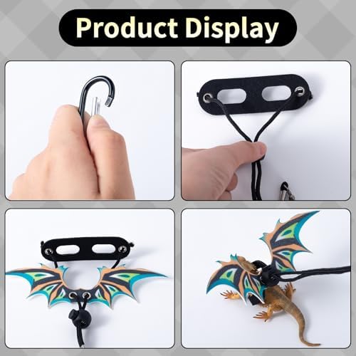 COMSUN 2 Pack Bearded Dragon Lizard Harness Leash Set with Dinosaur Wings