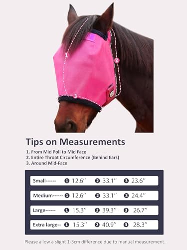 Harrison Howard Reinforced Horse Fly Mask with Mirror PVC Brow Support, Enhanced Eye Space, UV Protection Magenta L