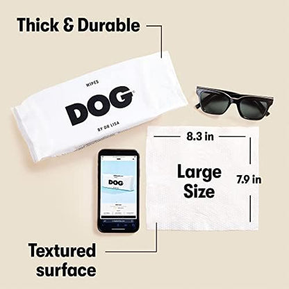 DOG by Dr. Lisa - Dog Wipes - Plant-Based, Natural Bathing Wipes for Dogs - Made from 100% Compostable Bamboo - Vet-Created - Vegan, Non-Toxic - 960 Count