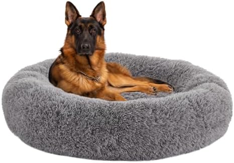 Calming Dog Bed Anti-Anxiety Donut Dog Beds for Small Medium Large Dogs,Washable Plush Fluffy Indoor Cat Kitten Round Cuddler Cushion 45"