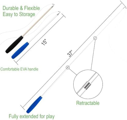 Cat Toys - No Chemical Dyeing Cat Feather Toys for Indoor Cats - Include Cat Wand and Natural Feather Refills