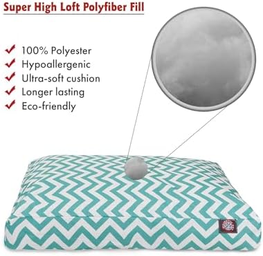 Majestic Pet Rectangular Dog Bed, X-Large, 50x42x5 in, Washable, Teal