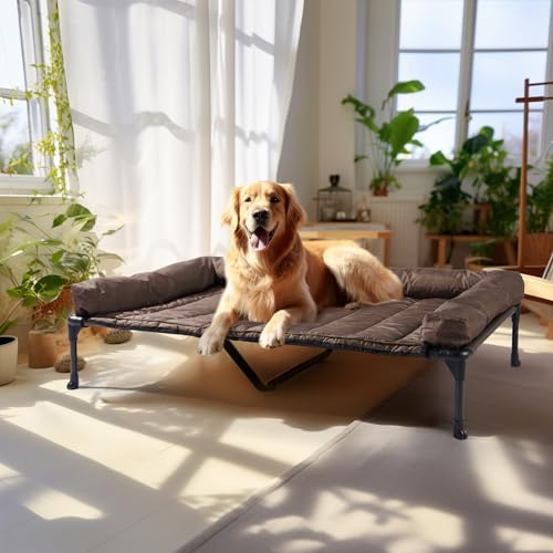 Veehoo Outdoor Elevated Dog Bed with Waterproof Bolster Cushion, Cooling