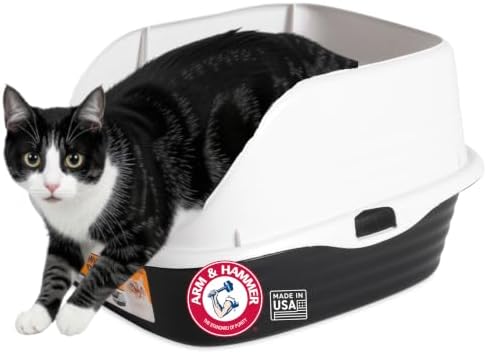 Arm & Hammer Rimmed Cat Litter Box with High Sides and Microban, Made in USA