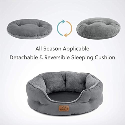 Bedsure Small Dog Bed Washable,Round Cat Beds for Indoor Cats,20in Grey