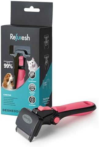 Deshedding Dog Brush for Long Hair (Small,Pink) – Gentle Deshedding tool for Dogs & Cats – Reduces shedding, without damaging topcoat. Removes Loose Fur & Dead Undercoat.