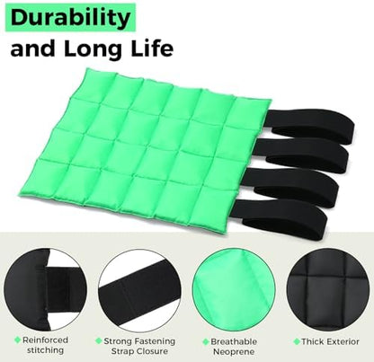 Ice Boots for Horses, Horse Ice Boots, Black & Green, 4 Pack