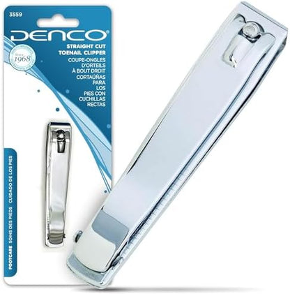 Denco Straight Cut Toenail Clipper,Silver,1 Count (Pack of 2),3559N