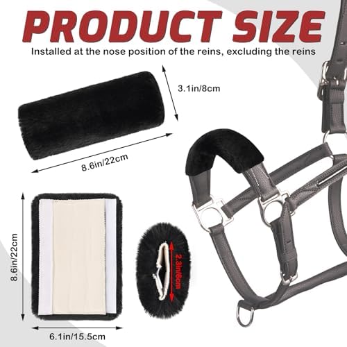 Fleece Halter Covers for Horses, Artificial Rabbit Fur Soft Padded