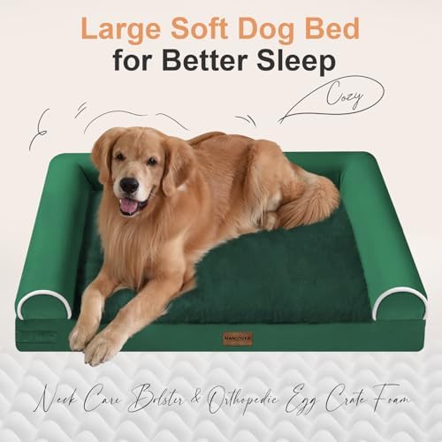 NANUYA Orthopedic Dog Bed for Large Dogs, 36 x 27 Inch, Emerald