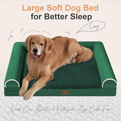 NANUYA Orthopedic Dog Bed for Large Dogs, 36 x 27 Inch, Emerald