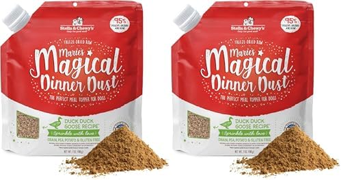 Stella & Chewy's Freeze-Dried Raw Marie's Magical Dinner Dust - Premium Duck & Turkey Dog Food Topper with Organic Fruits-& Vegetables - Perfect for Picky Eaters - 7oz,(Pack of 2)