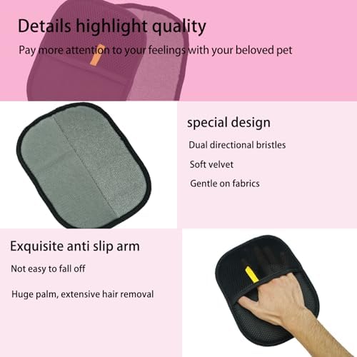 Pet Hair Remover Gloves 2 Pack with Comb, Reusable Electrostatic Pet Hair Removal Mitt for Couch, Car Seats, Clothes & Bedding, Dog & Cat Fur Remover for Furniture & Upholstery