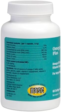 Covetrus Omega-3 Soft Gels for Large Dogs – Essential Fatty Acids with Vitamins A, E & D3 – Skin, Coat & Joint Supplement – 60 Count