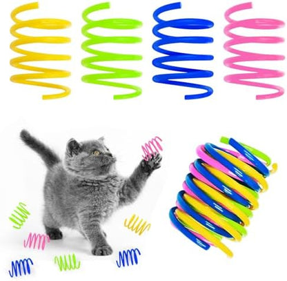 Kerros 60 Pack Plastic Cat Springs Toys for Indoor Cats,4 Colors