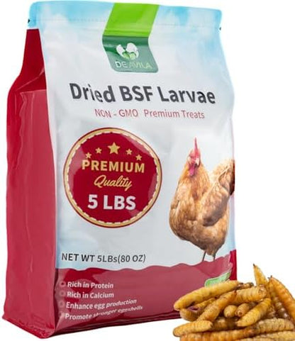 DE AVILA Dried Black Soldier Fly Larvae for Chickens, BSFL High Calcium Treat 5LB