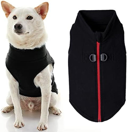 Gooby Zip-Up Fleece Dog Sweater, Black, Large