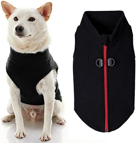 Gooby Zip-Up Fleece Dog Sweater, Black, X-Small