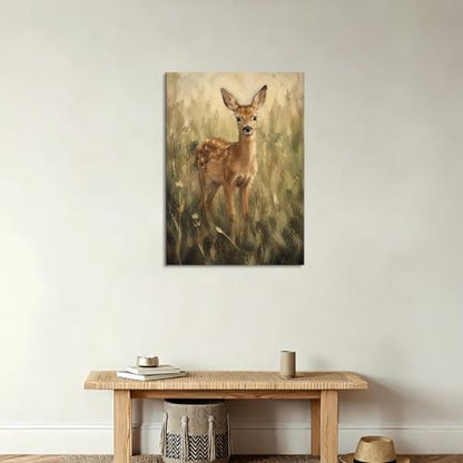Fawn Canvas Wall Art 16x24 Inch, Framed Wall Art for Living Room