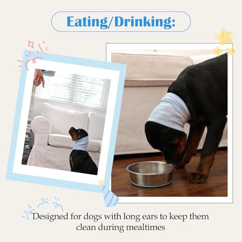 Nanaki Calming Hoodie Dog Grooming Ear Cover Anxiety Relief-No Shake Dog Ear Wrap Hematoma, Striped Head Wrap Snoods for Noise Protection, Bath, Fireworks, Thunderstorm, Blow Drying, Warm-Keeping
