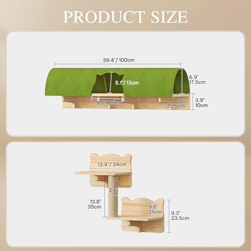 Cat Wall Shelves Set, 7-in-1 Cat Wall Furniture with Tunnel