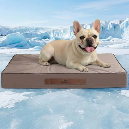 Cooling Dog Bed for Small, Medium Dogs & Cats, 24 x16 Inch Orthpedic Cooling Mat Pet Beds with Removable Washable Cover, Breathable Egg Crate Foam Anti-Slip Pet Mat, Dusty Rose