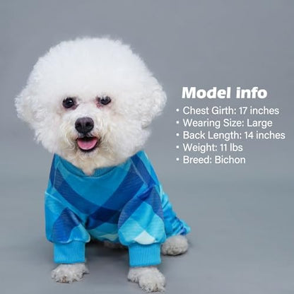 KYEESE Velvet Dog Pajamas for Small Dogs Soft Plaid Onesie Daily Wear