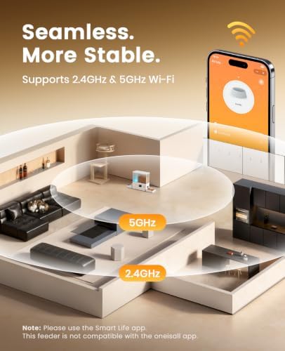oneisall 5G WiFi Automatic Cat Feeder and Water Dispenser, 36Cups/8.5L