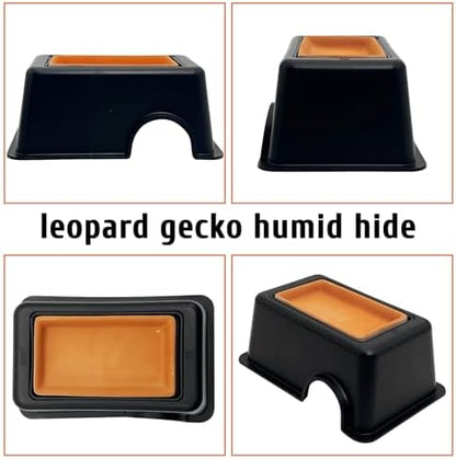 Hamiledyi 4 Pcs Humid Hide for Leopard Gecko Moist Reptile Hide Box Small Snake Humidity Hut with Sink Crested Gecko Tank Accessories for Young Lizard Shedding