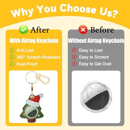 Leather Keychain Holder Case for AirTag, Cute Protective Cover for Apple Airtag KeyChain, GPS Tracker Item Finder