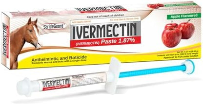 Horse Ivermectin Paste 1.87% – Apple Flavored Oral Horse Dewormer Syringe – 6.08g Tube Treats Horses Up to 1,250 lbs [Pack-1]