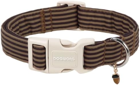 DOGWONG Fall Brown Dog Collar for Small Medium Large Dogs M