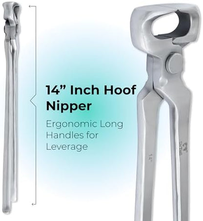 14" Hoof Nipper, Carbon Steel & Chrome Vanadium Farrier Tool for Horses – Durable, Sharp & Rust-Resistant