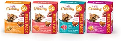 Catit Creamy Lickable Cat Treat, Chicken & Shrimp, 50 Pack, 0.5 Ounce