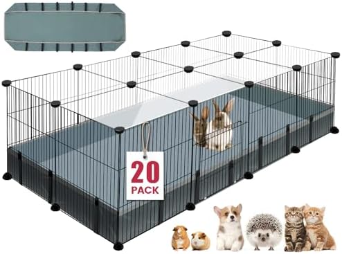 VISCOO 20 Panels Small Animal Playpen, 48" x 24" x 16" Rabbit Cage