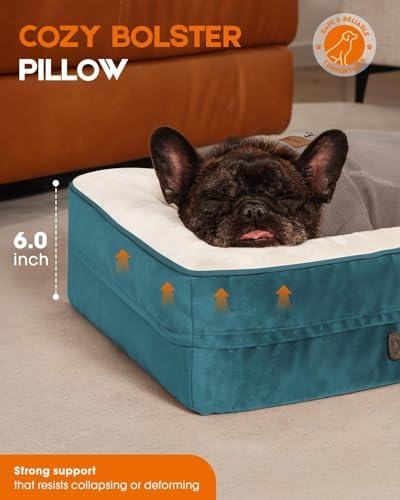 Upvilla Orthopedic Dog Bed, Four-Sided Small Dog Sofa, Washable Cover Blue