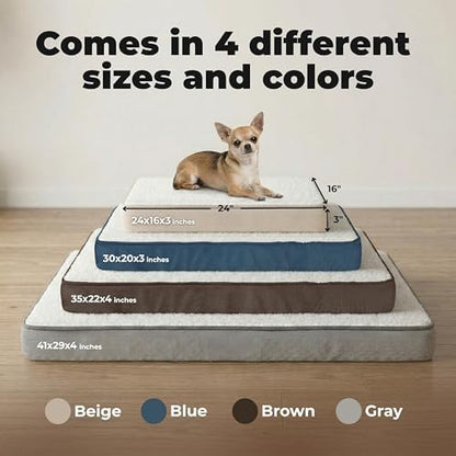 Best Pet Supplies Orthopedic Dog Bed with Memory Foam, Washable Dog Crate Mat for Small, Medium & Large Dogs, Thick Mattress for Crates, Kennels or Floor, Waterproof Pet Bed - Beige, 24 x 16 x 3