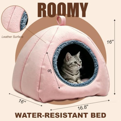 Cat Caves for Indoor Cats, Pink Cat Cave House for Kittens and Small Dogs