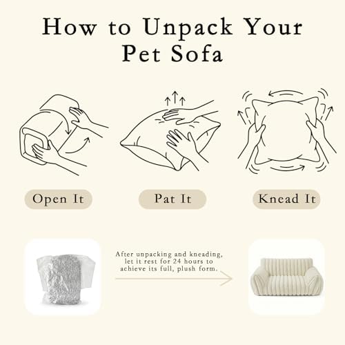 Cat Couch for Indoor Cats,Cute Cat Bed Cover Fully Removable and Machine Washable, Supportive Faux Rabbit Fur Cat Sofa with Non-Slip Base, Cat Friendly Couch