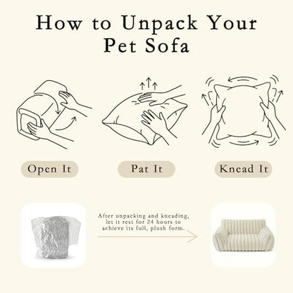 Cat Couch for Indoor Cats,Cute Cat Bed Cover Fully Removable and Machine Washable, Supportive Faux Rabbit Fur Cat Sofa with Non-Slip Base, Cat Friendly Couch