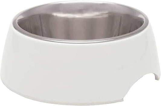 Loving Pets - Retro Bowl Dog Food Water Bowl No Tip Stainless Steel Elevated Pet Bowl No Skid Spill Proof (Large, White)