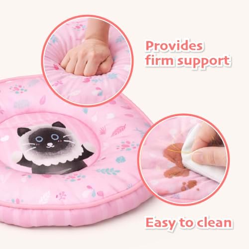 BLUE BAY Donut Pet Bed for Cats and Small Breed Dogs, Lightweight Round Pet Mat Bed, Easy to Clean, Calming and Secure