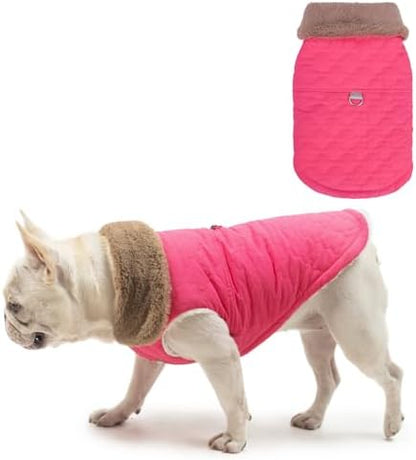 BEAUTYZOO Warm Dog Puffer Jacket Vest, Dog Winter Coat with Harness, Rose L