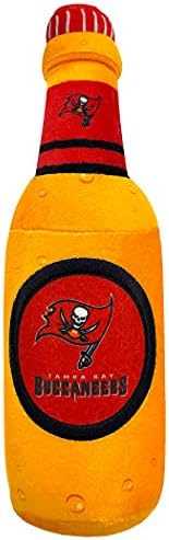 NFL Tampa Bay Buccaneers Beer Bottle Plush Dog & CAT Squeak Toy - Cutest Stadium SODA Bottle Snack Plush Toy for Dogs & Cats with Inner Squeaker & Beautiful Football Team Name/Logo
