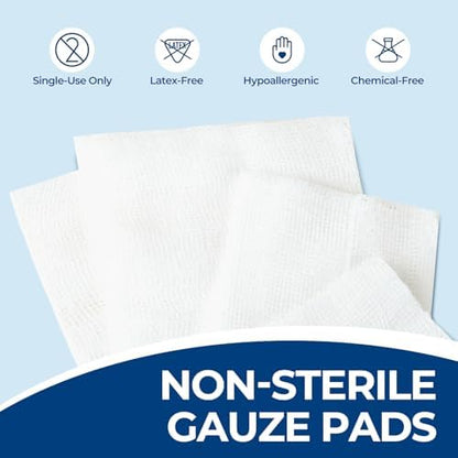Kingstar 4x4 Inch Gauze Sponges 8-Ply, 800 Count (4 Packs of 200)