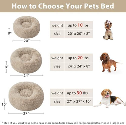 WNPETHOME Small Round Calming Dog Bed Cat Bed for Comfy Sleep