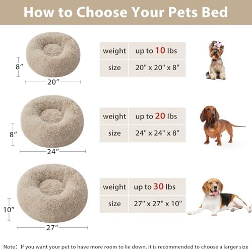 WNPETHOME Small Round Calming Dog Bed Cat Bed for Comfy Sleep
