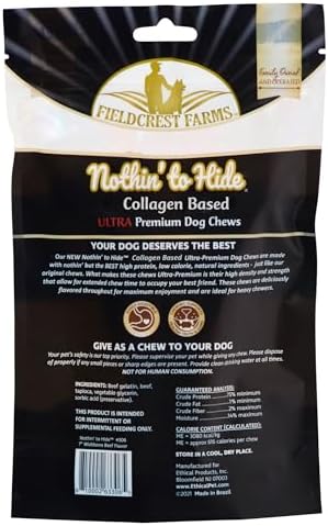 Fieldcrest Farms Nothin' to Hide Collagen-Based Dog Chew, Wishbone, Beef Flavor, Ultra-Premium, for Dogs Over 50lbs, Easily Digestible, Supports Skin, Coat, Joints & Muscles, 7-Inch, 1 Piece