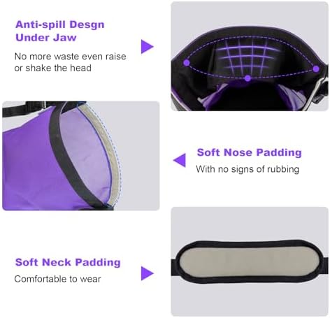 Horse Feed Bags for Grain, Breathable Muzzle Feed Bags for Horses, Universal Mesh Feedbag for Feeding Grain, Anti-Spill Design Feeder, Durable Nose Bag with Solid Bottom (Purple)