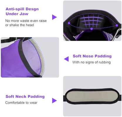 Horse Feed Bags for Grain, Breathable Muzzle Feed Bags for Horses, Universal Mesh Feedbag for Feeding Grain, Anti-Spill Design Feeder, Durable Nose Bag with Solid Bottom (Purple)